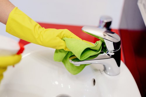 Cleaner preparing equipment with safety precautions in place