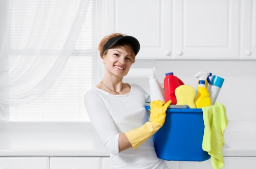 Balham cleaners working carefully in a clean and organized property
